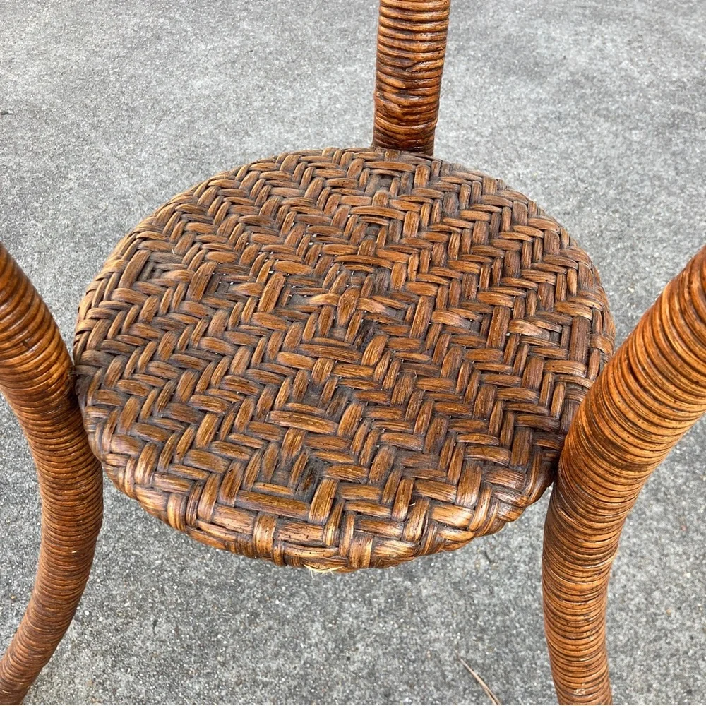 Rattan Pedestal Side Table - Picture 4 of 11